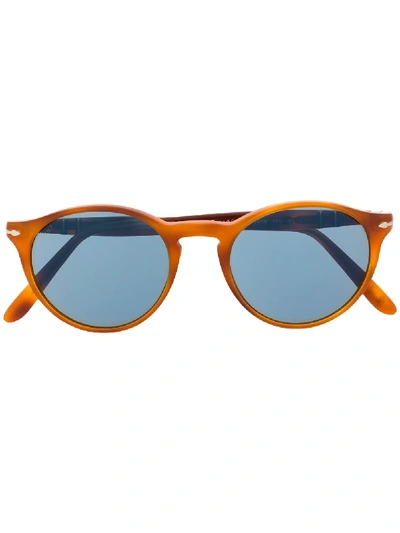 Persol Round Frame Sunglasses In Braun