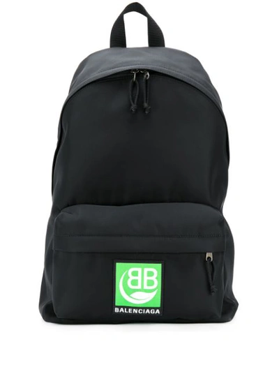 Balenciaga Explorer Logo Nylon Backpack In Black