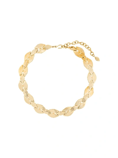Pre-owned Givenchy 1990s Scales Motif Short Necklace In Gold