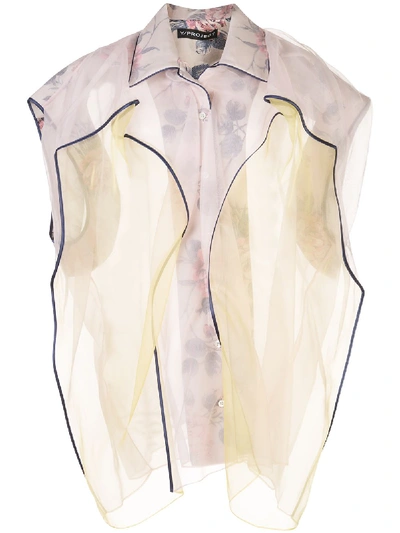 Y/project Oversized Sheer Panel Shirt In Pink