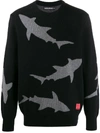 Raeburn Shark Knit Crew Neck Jumper In Black