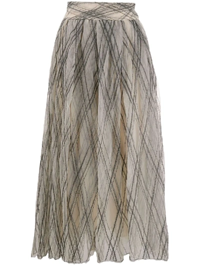 Brunello Cucinelli Geometric Pleated Skirt In Neutrals