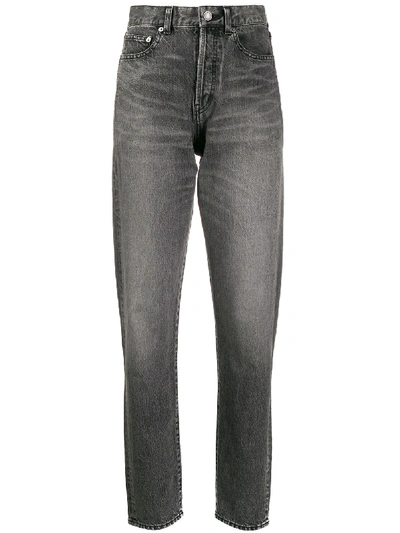 Saint Laurent High-rise Straight Leg Jeans In Grey