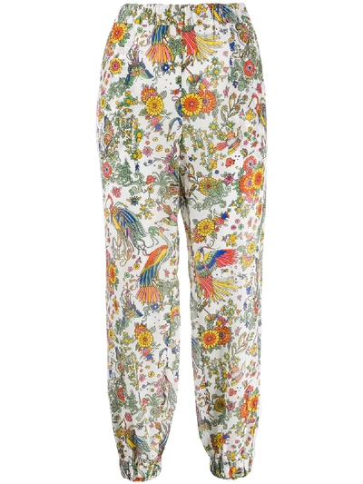 Tory Burch Floral Print Cropped Trousers In Multicolor