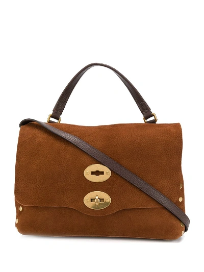 Zanellato Postina Studded Tote Bag In Brown