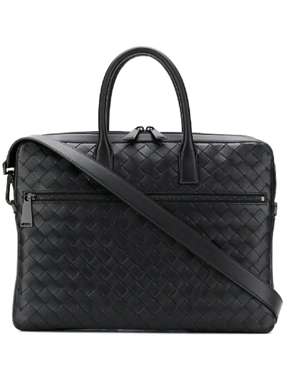 Bottega Veneta Intrecciato编织公文包 In Black