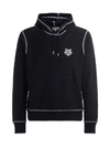 KENZO TIGRE SWEATSHIRT IN BLACK COTTON WITH HOOD AND FRONT LOGO,11159922
