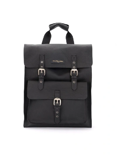 Philippe Model Backpack In Black Leather With Front Pocket