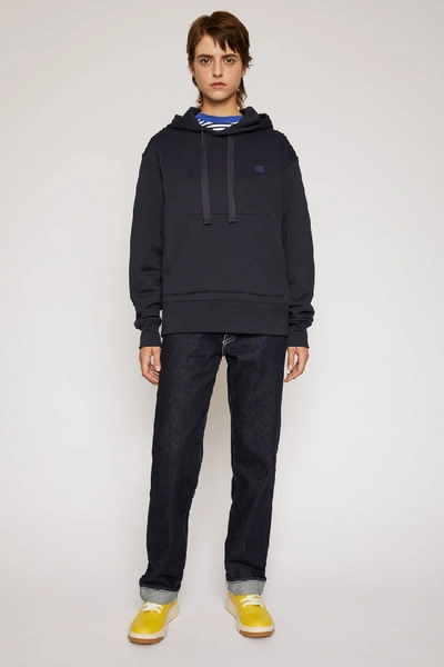 Acne Studios Ferris Face Navy In Classic Fit Hooded Sweatshirt