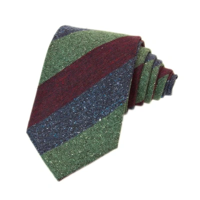 40 Colori Burgundy Three Toned Striped Silk & Wool Tie