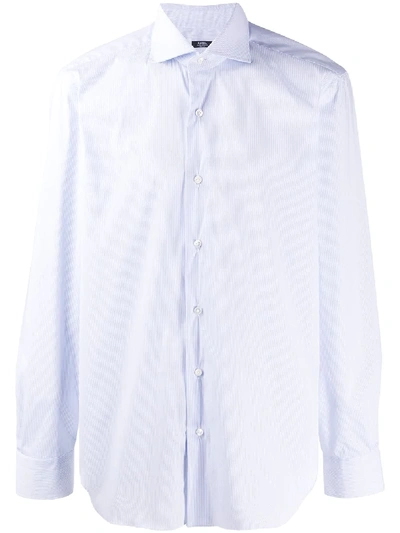 Barba Striped Button-up Shirt In Blue