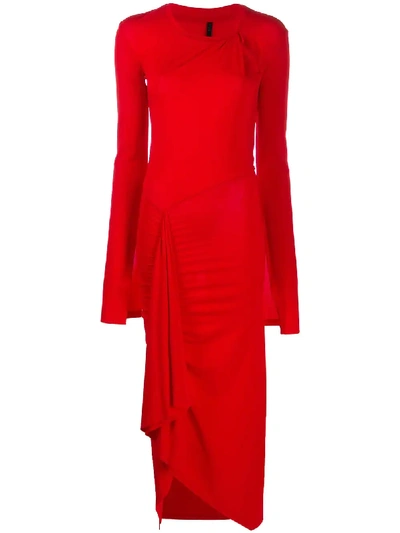 Ben Taverniti Unravel Project Draped Front Maxi Dress In Red