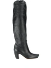 LANVIN BRUSHED LEATHER ALMOND BOOTS