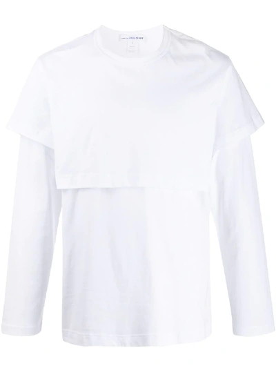 Comme Des Garçons Shirt Double Layer Long Sleeve Top In 白色