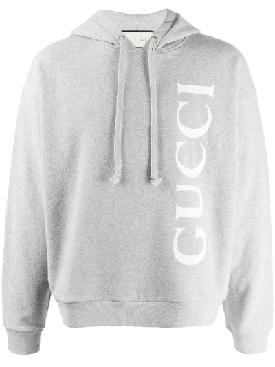 Gucci Logo Print Hoodie In 灰色