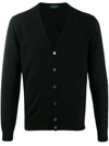 Zanone V-neck Cotton Cardigan In Black