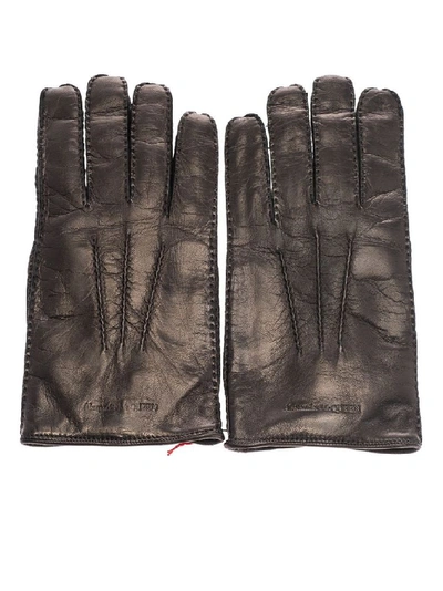 Alexander Mcqueen Black Leather Gloves