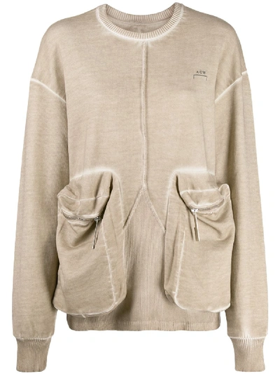 A-cold-wall* Overlock Printed Logo Sweatshirt In Neutrals