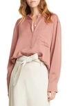 VINCE RELAXED BAND COLLAR BLOUSE,V630012261