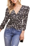 ASTR FLORAL DITSY SHIRRED PUFF SLEEVE BLOUSE,AT15606B
