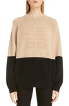 GIVENCHY EMBOSSED LOGO BICOLOR CASHMERE SWEATER,BW908N4Z68