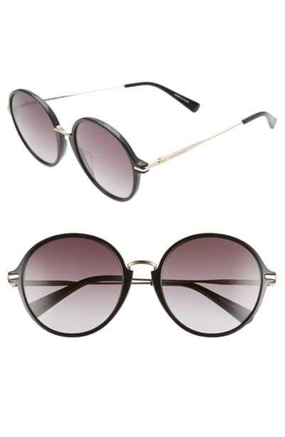 Longchamp Roseau 56mm Round Sunglasses In Black/ Grey