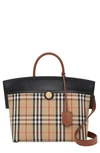 BURBERRY SMALL SOCIETY VINTAGE CHECK TOP HANDLE BAG,8023124