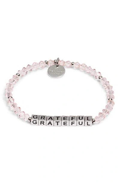 Little Words Project Grateful Bracelet In Vintage Rose Pink Silver