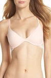 On Gossamer Beautifully Basic Lace Trim Underwire Plunge Bra In Blush