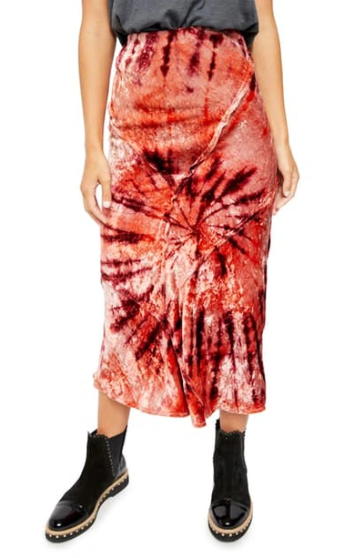 Free People Serious Swagger Tie Die Velvet Skirt In Spice Combo