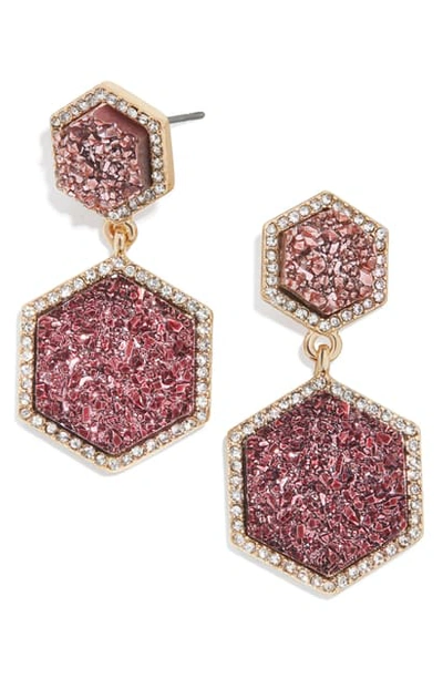 Baublebar Ashaya Hexagon Drusy Drop Earrings In Berry