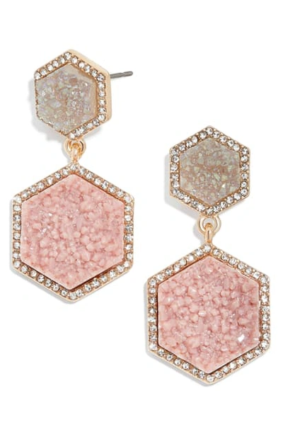 Baublebar Ashaya Hexagon Drusy Drop Earrings In Light Pink