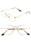 Ray Ban 51mm Round Optical Glasses In Gold