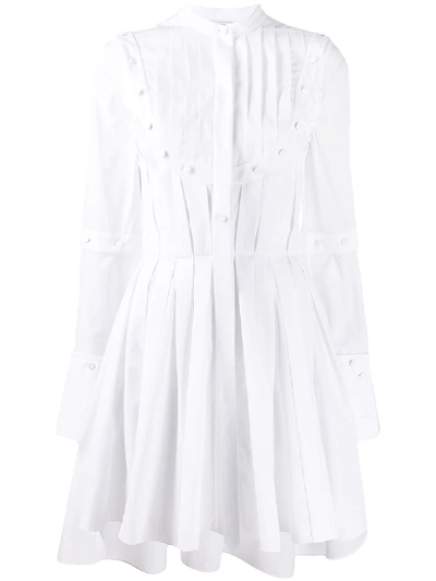 Alexander Mcqueen Pleated Shirt Dress In White
