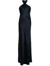 Galvan Eve Twist-neck Silk-satin Maxi Dress In Midnight