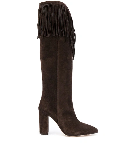 Paris Texas Fringed Suede Boots In Brown