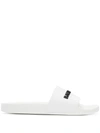 Balenciaga Pool Logo-embossed Rubber Slides In White