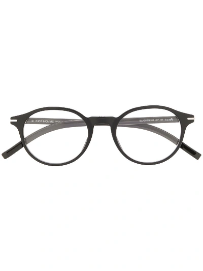 Dior Black Tie Round-frame Glasses In Schwarz