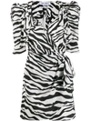 Attico Pat Zebra-print Wrap Minidress In 020 White/ Black