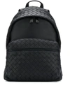 Bottega Veneta Men's Borsa Medium Woven Leather Backpack In Black