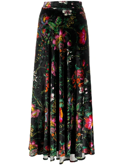 Paco Rabanne Floral Maxi Skirt In Black