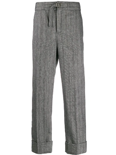 Neil Barrett Pinstripe Cotton-blend Trousers In Grey