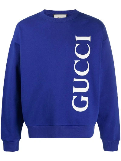 Gucci Logo Print Sweatshirt In Blue