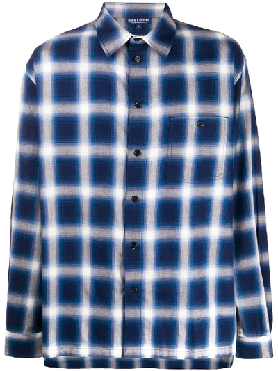 Bornxraised Oversized Check Print Shirt In Blue