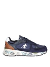 Premiata Mase Sneakers In Blue Suede And Fabric