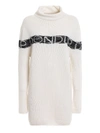 DONDUP KNITTED WOOL AND CASHMERE LOGO DRESS