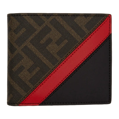 Fendi Black And Red Forever  Bifold Wallet In F19p9 Blkrd