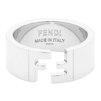 Fendi Logo Detail Ring In Silver