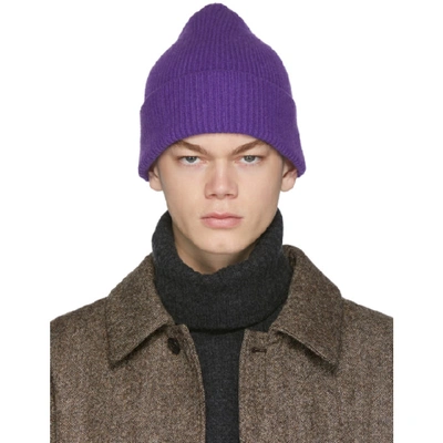 Harmony Purple Wool Wayne Beanie In 051 Purple