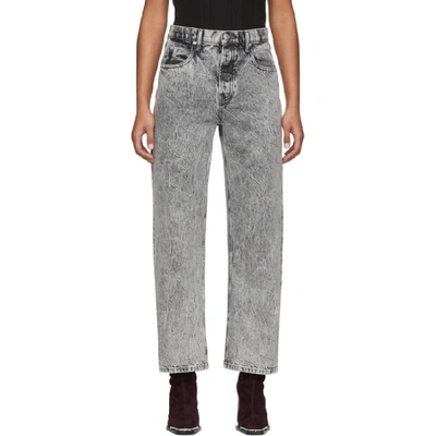 Alexander Wang Curb Cropped Acid-wash High-rise Straight-leg Jeans In Black